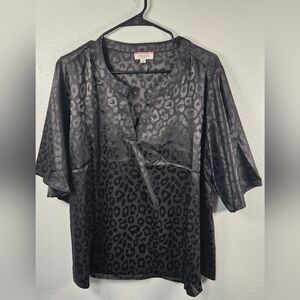 Andree Black Leopard Print Women's Top